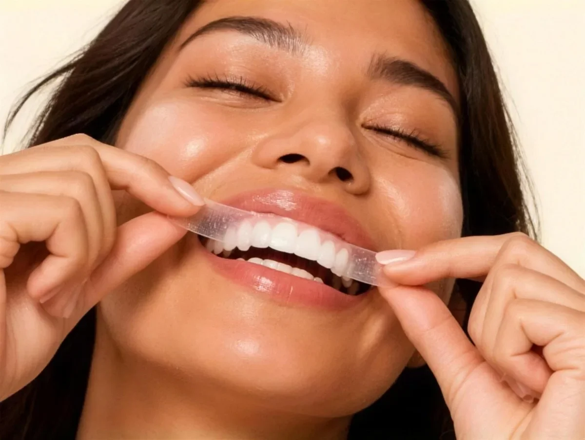 Woman applying WHYTN strip