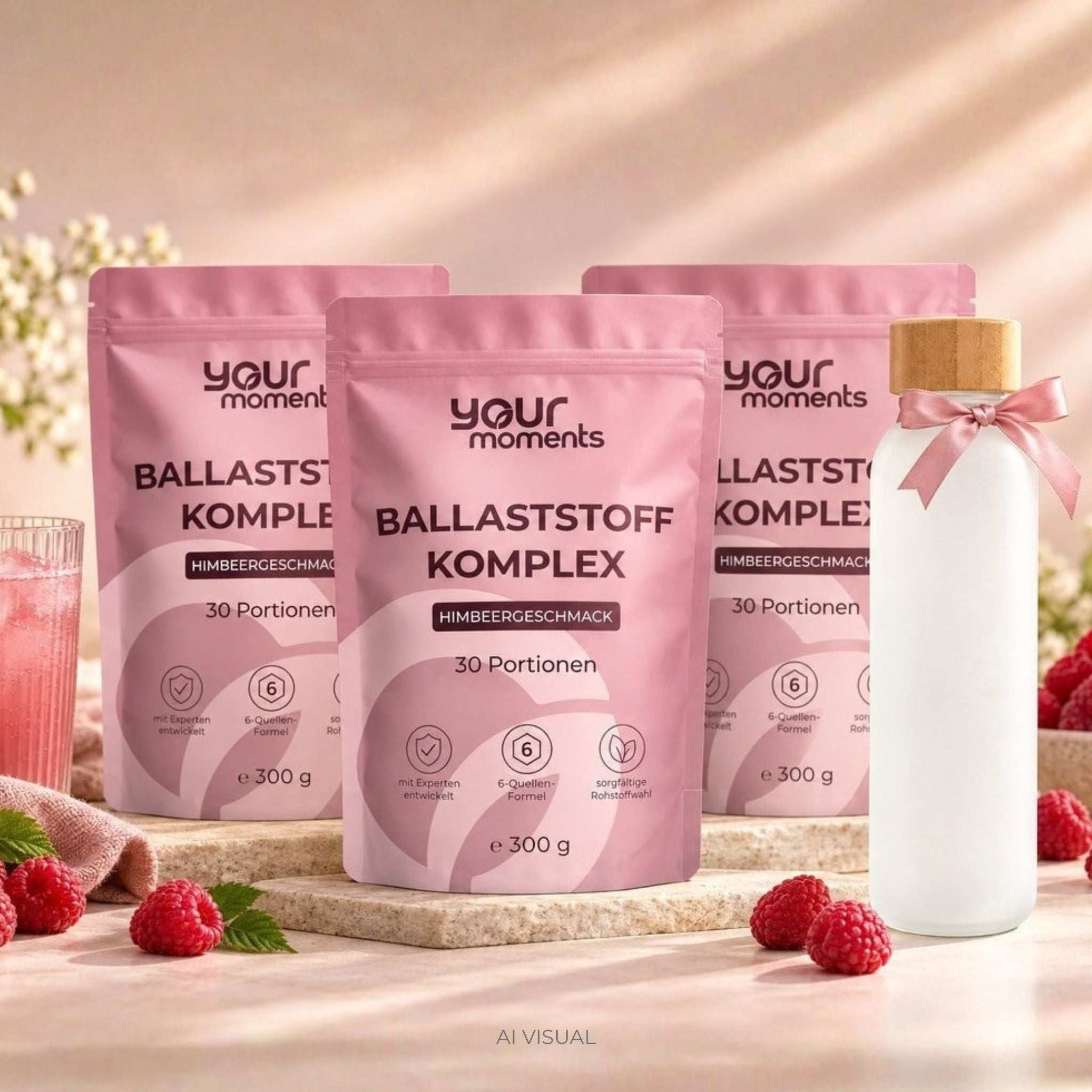 3× Ballaststoff Komplex mit Trinkflasche