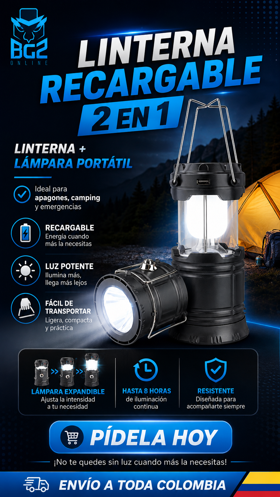 CampLight Pro - Lámpara de Camping LED