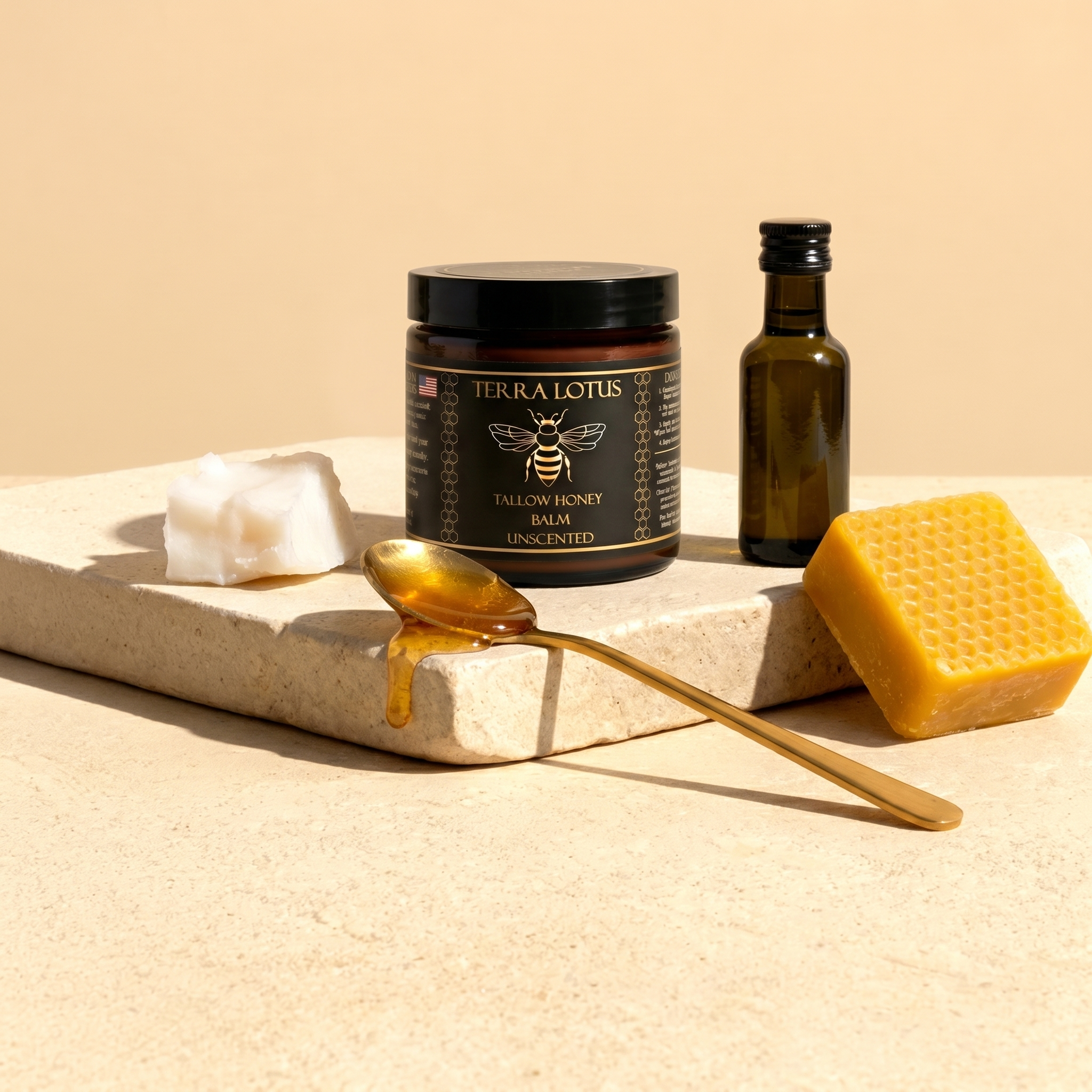 Terra Lotus Tallow Honey Balm with honey, tallow, olive oil and beeswax