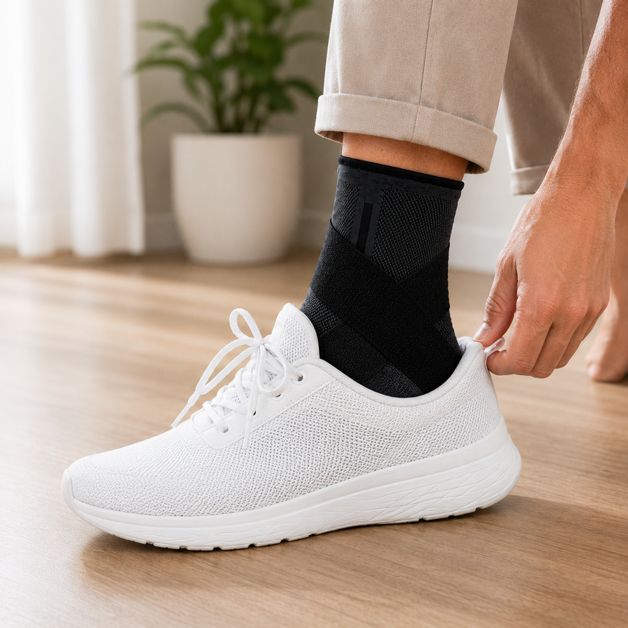 The slim wrap fitting inside a normal everyday shoe