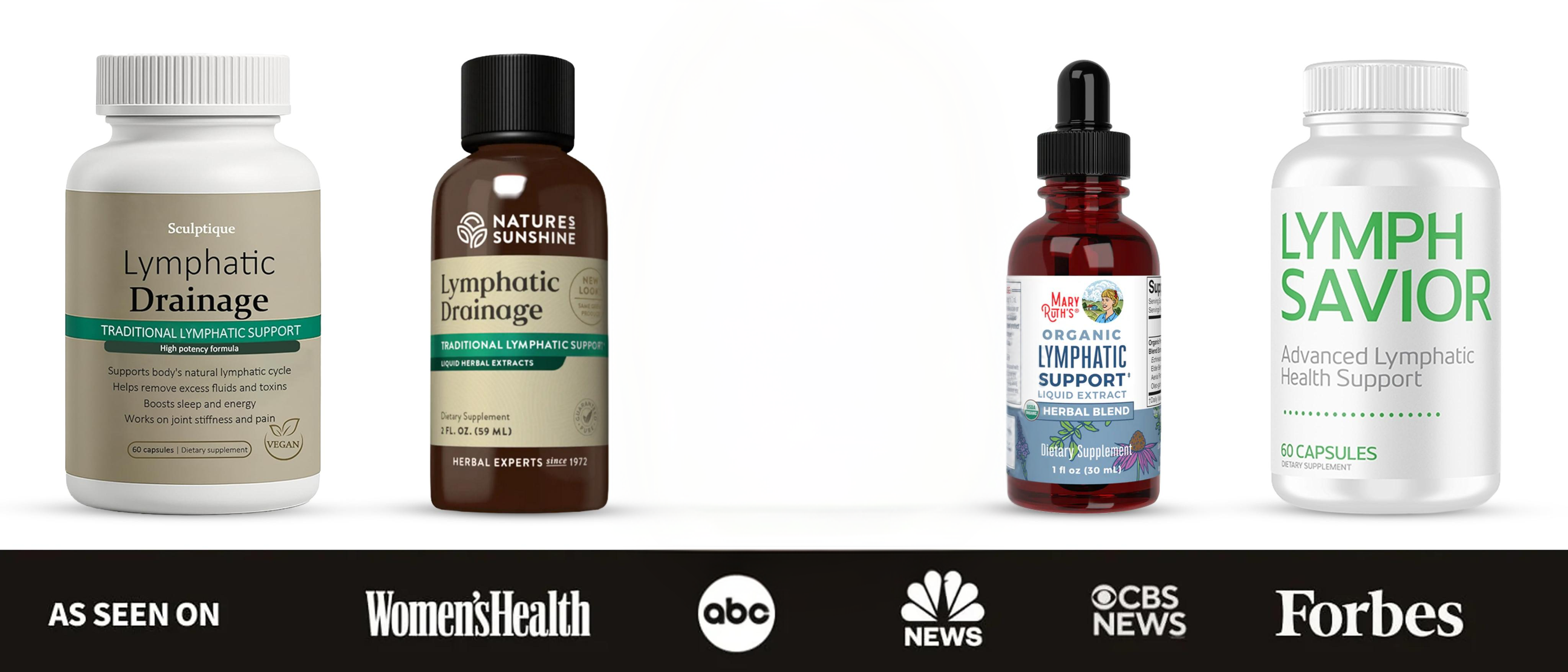 The top lymphatic drainage supplements compared, as seen on Women's Health, ABC, NBC News, CBS News and Forbes