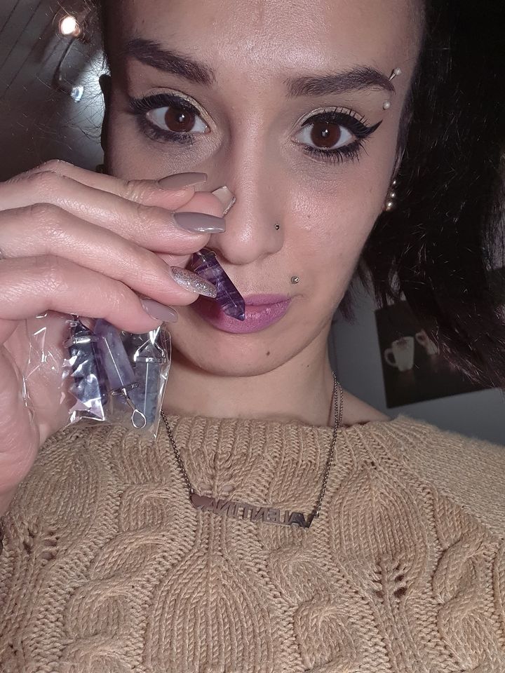 Emily with her fluorite crystal