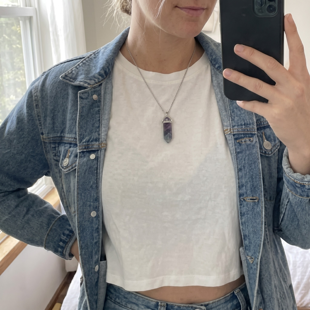 Customer photo of fluorite necklace