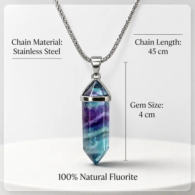 Fluorite pendant sizing and product specifications