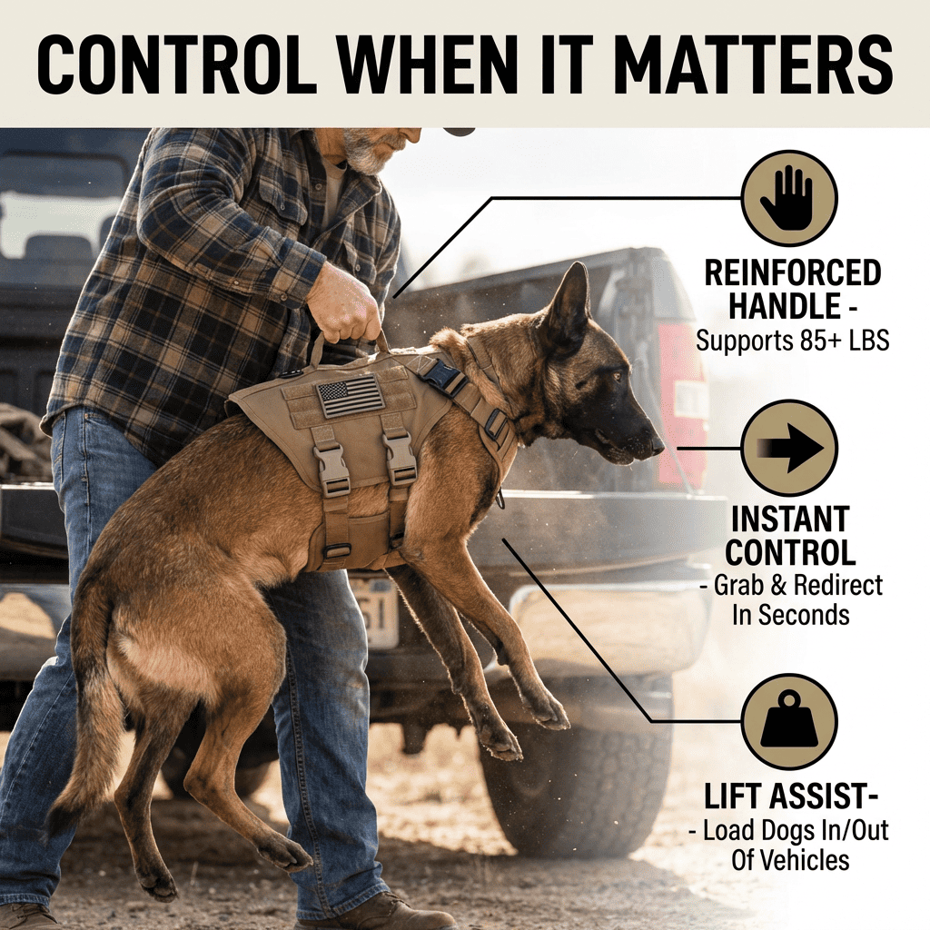 Control when it matters - reinforced handle, instant control, lift assist