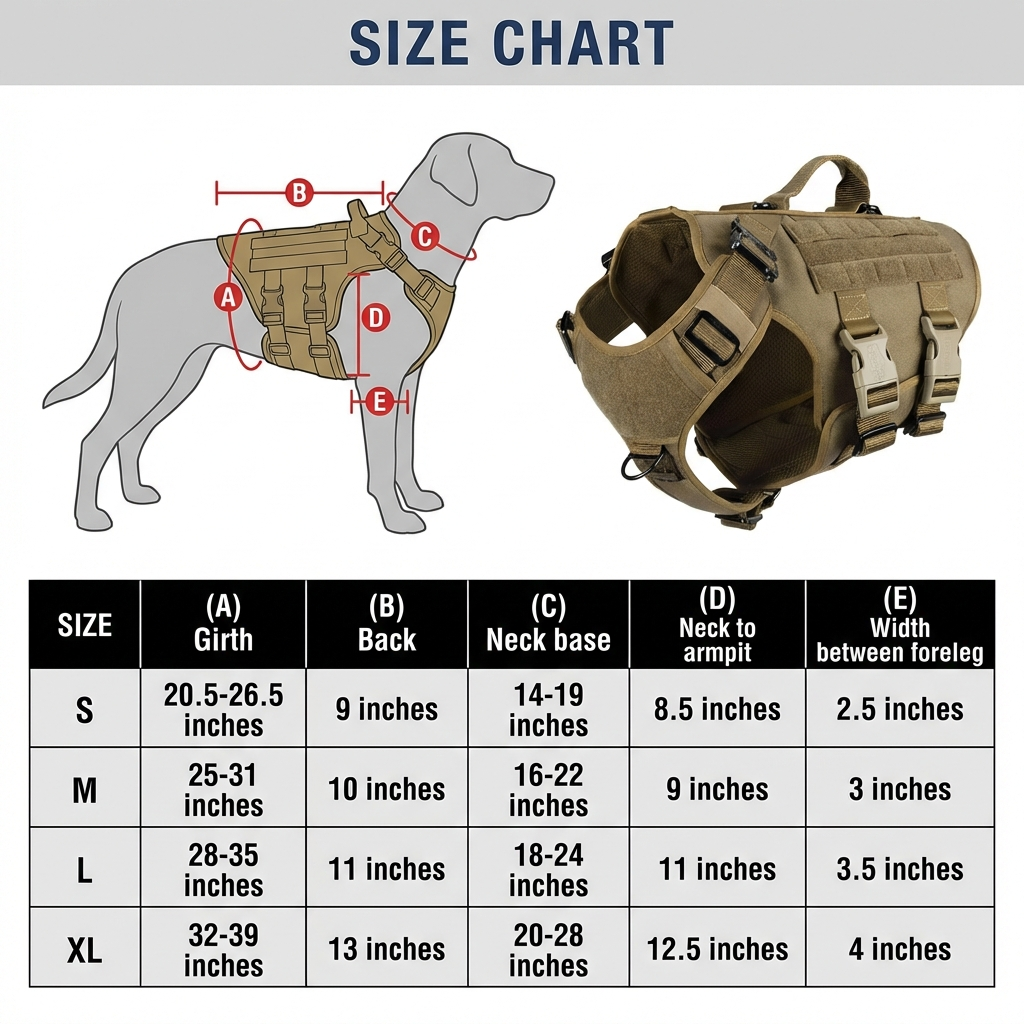 Size chart - S, M, L, XL measurements