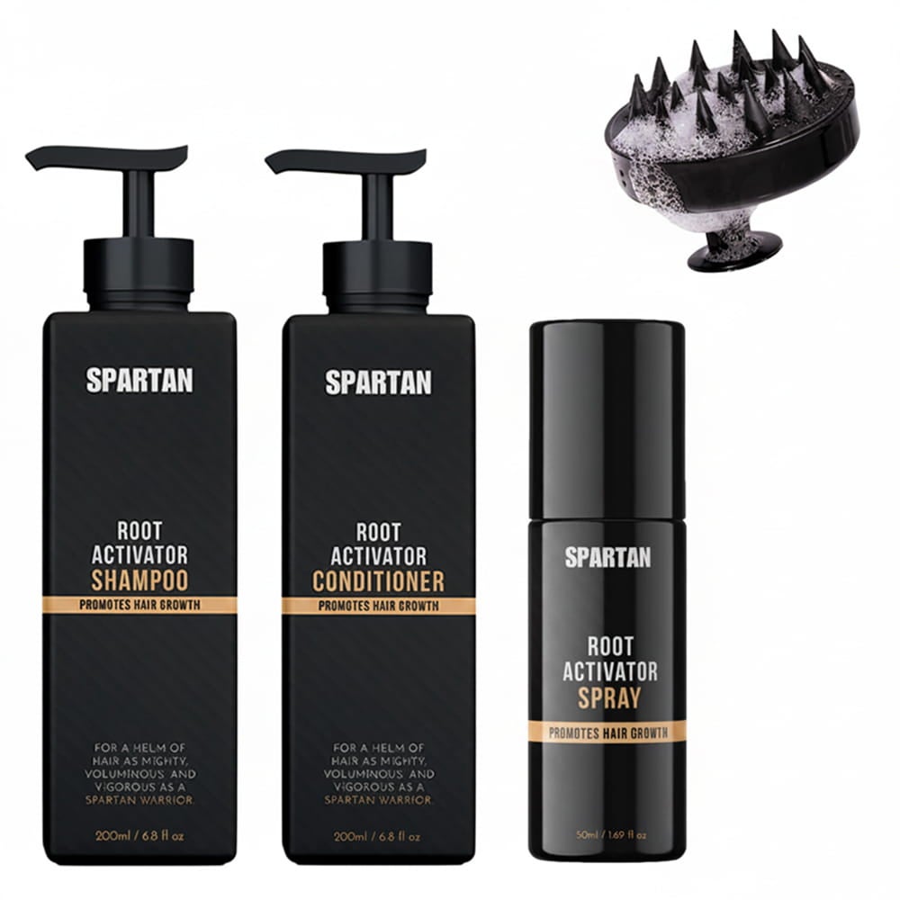 Try Spartan Root Activator Shampoo bottle
