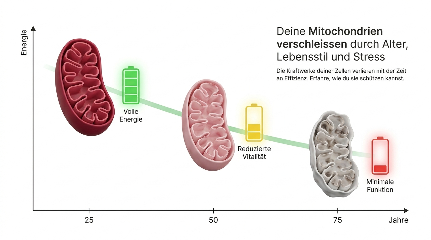 Diagramm zur Veränderung der Mitochondrienleistung mit dem Alter