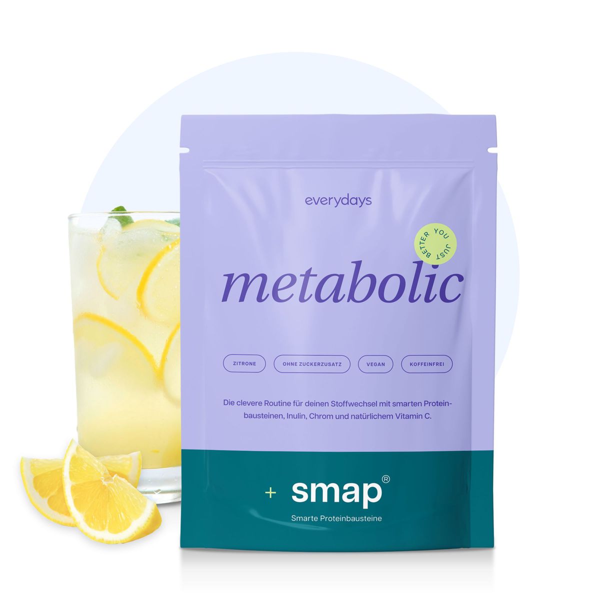 everydays metabolic +smap® Beutel mit Zitronen-Drink