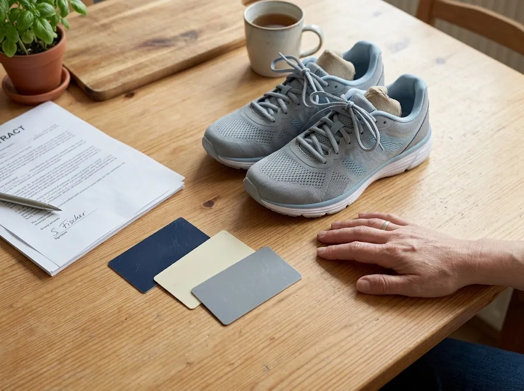 Sportschuhe und Mitgliedschaftskarten