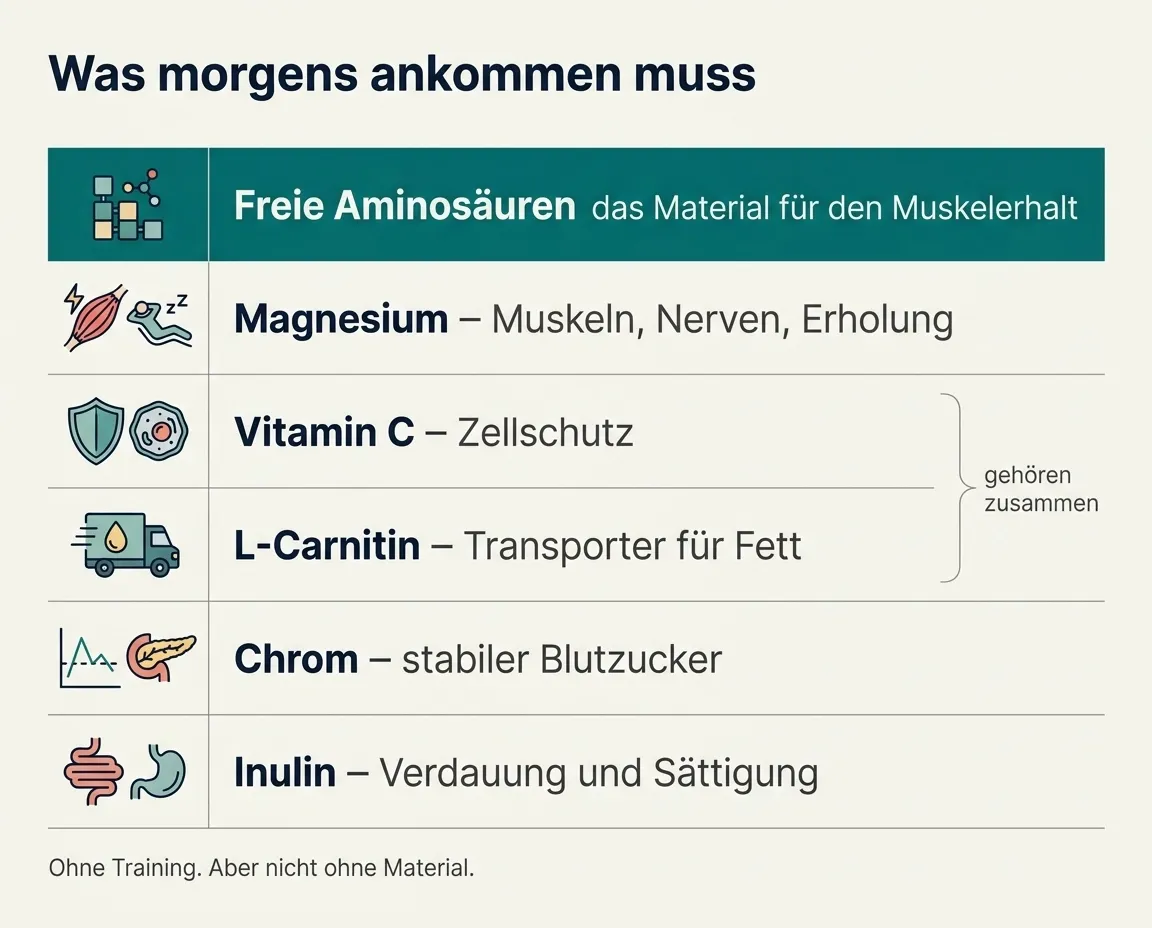 Was morgens ankommen muss