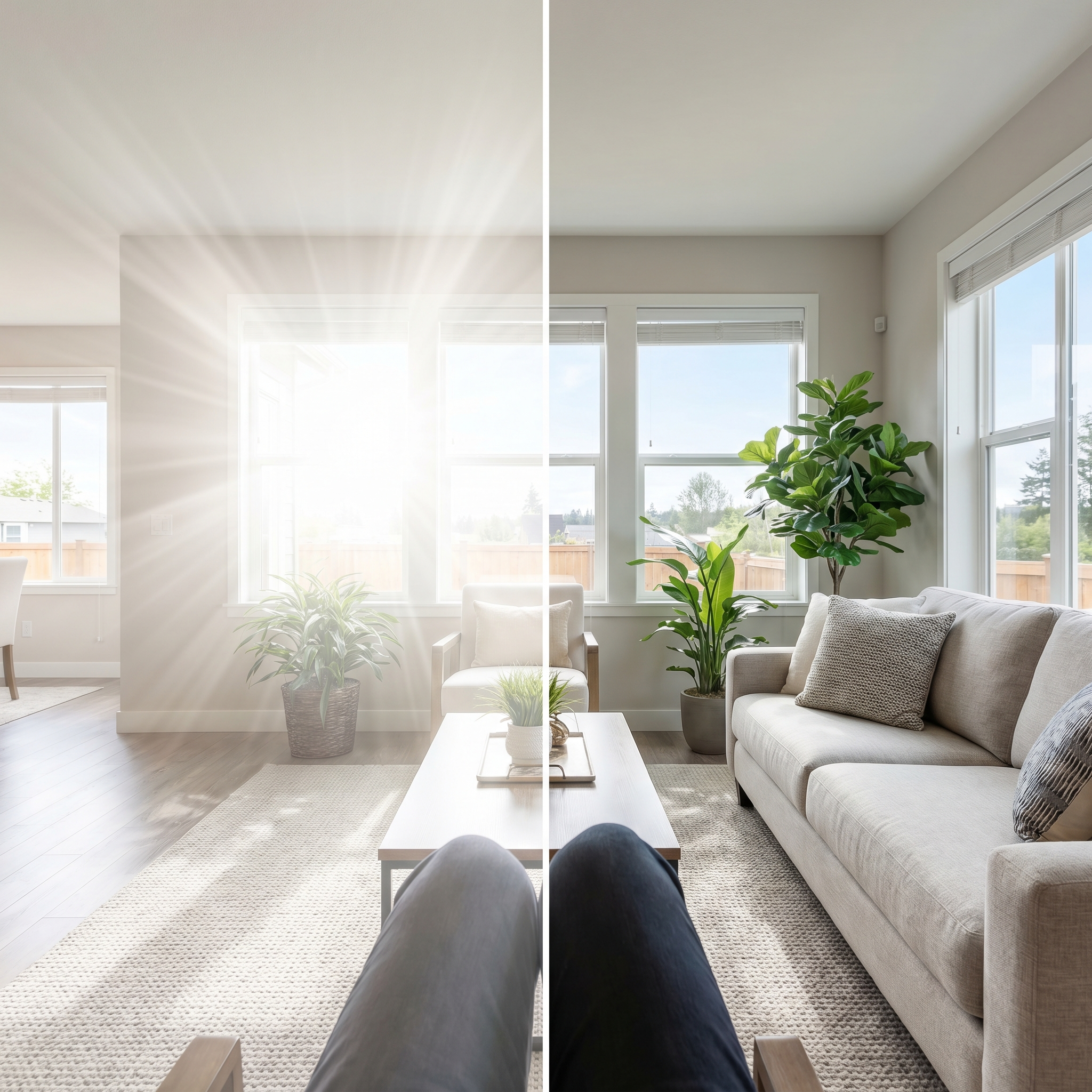 Bright living room representing reduced eye strain