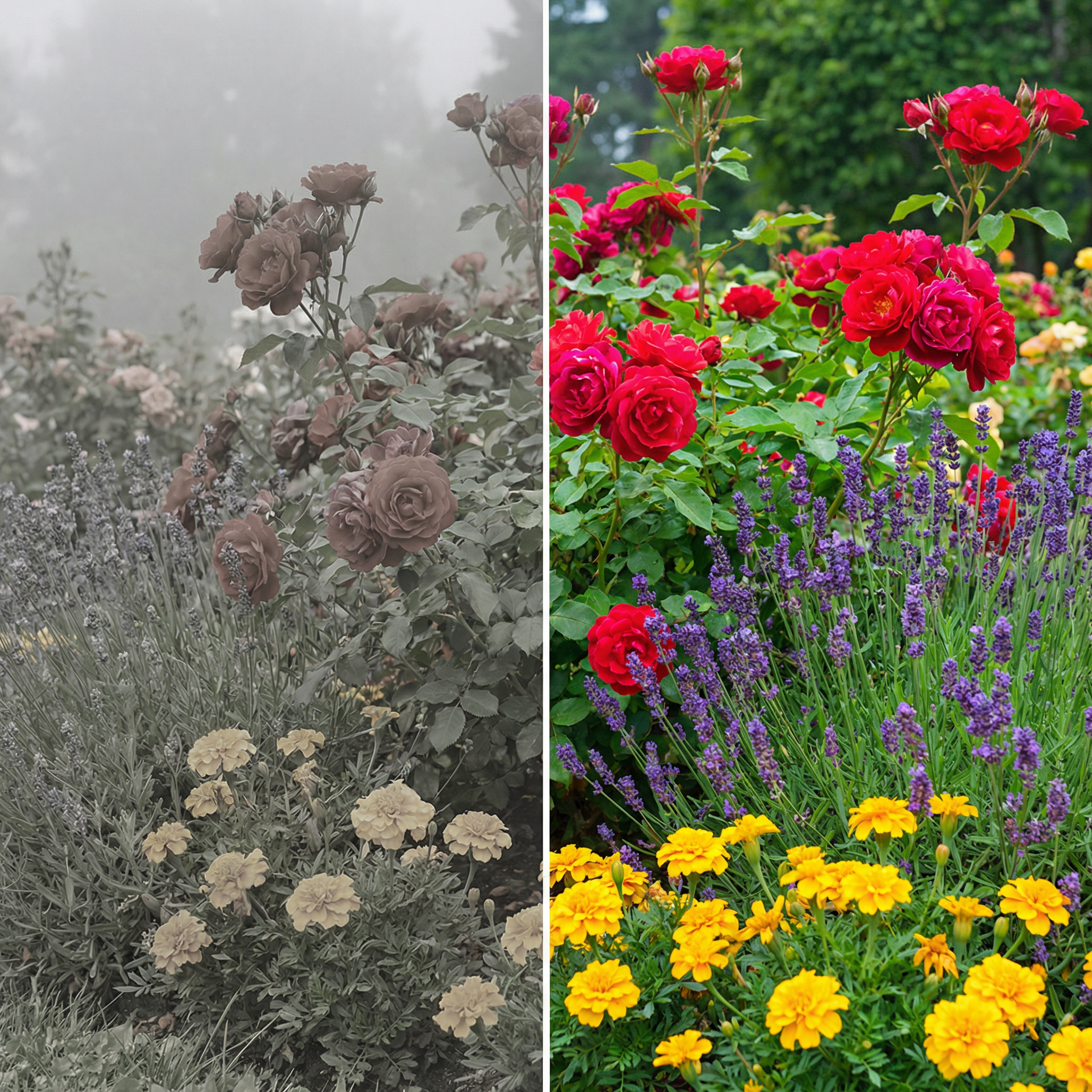 Before and after view showing improved color vibrancy
