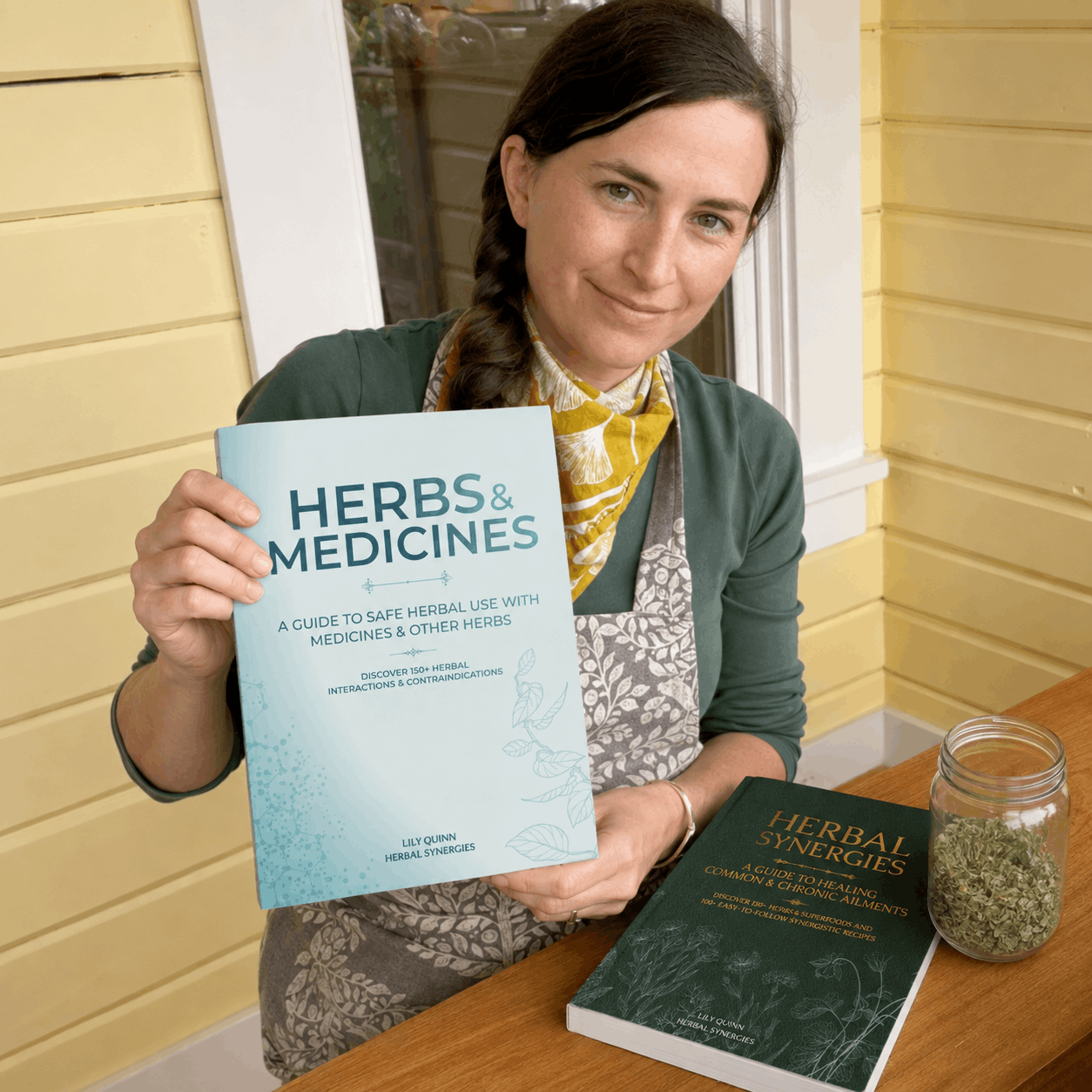 Herb jar on a sunny porch