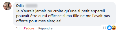 Commentaire Facebook d’Odile.