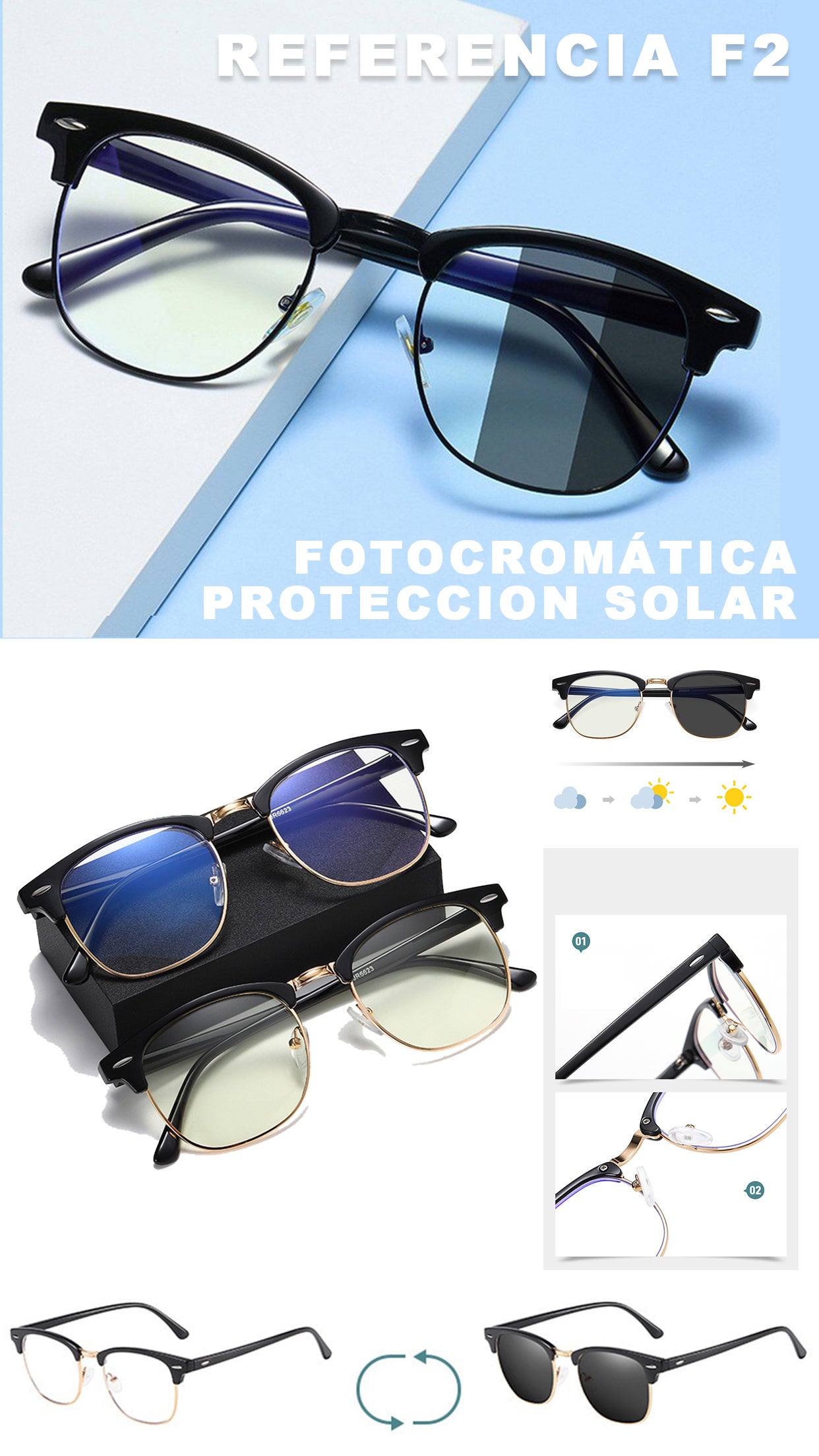 Gafas Fotocromaticas F4 + Filtro UV 400 – Guibey