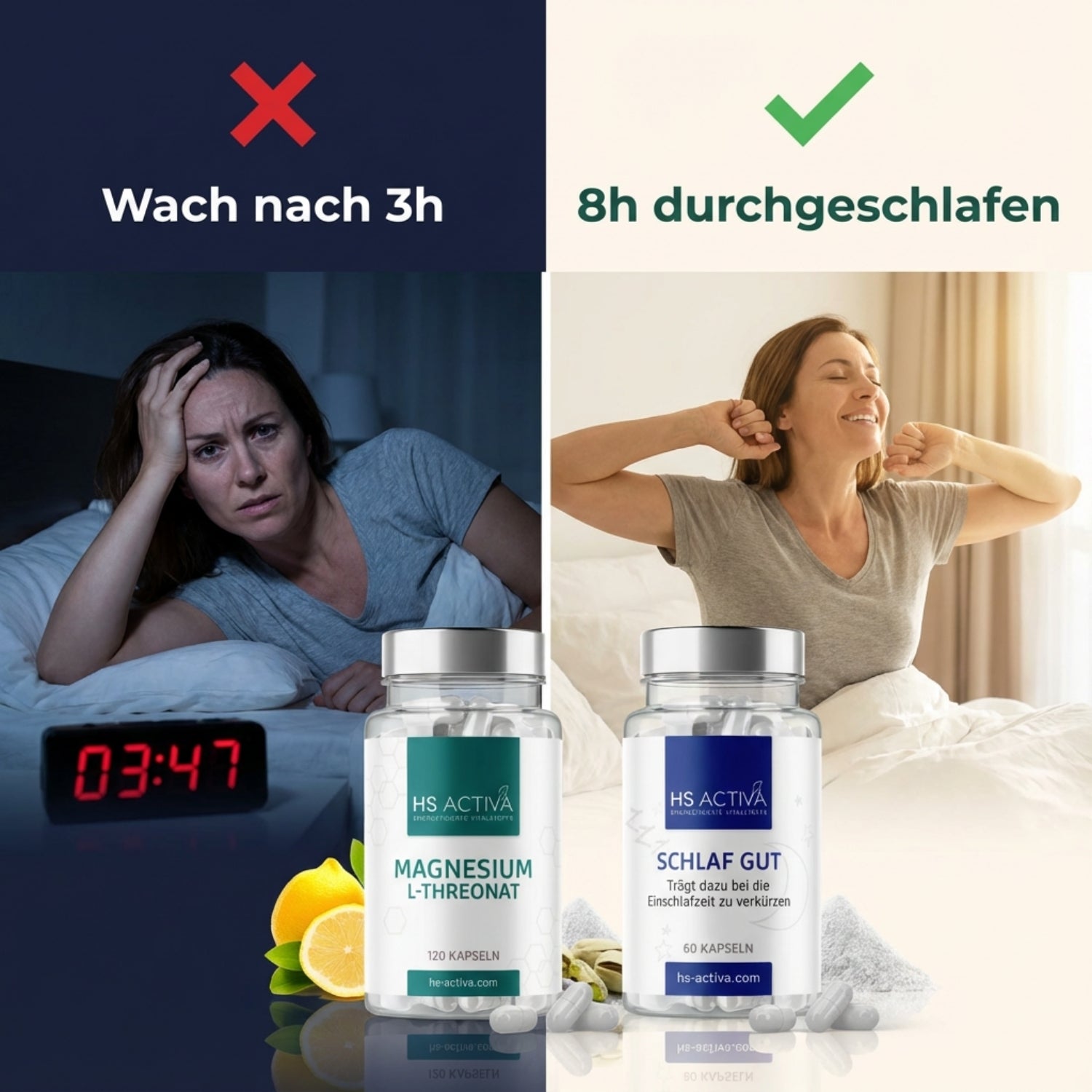 Wach nach 3h vs. 8h durchgeschlafen