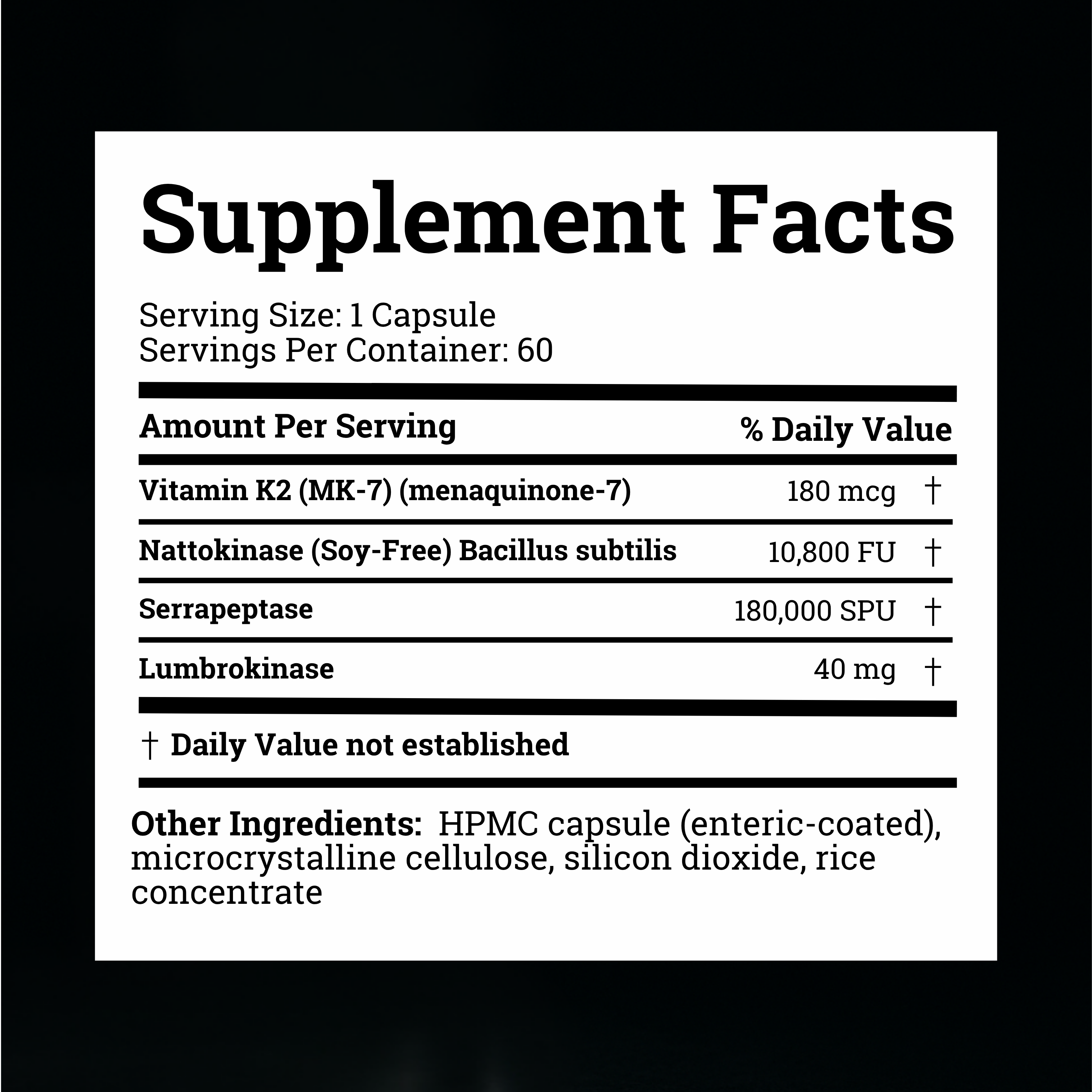 Black Forest Nattokinase 4-in-1 supplement facts