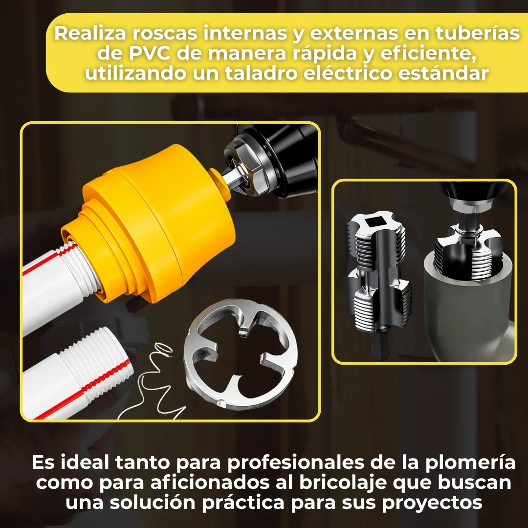 KIT DE ROSCADO PARA TUBOS PVC CON TALADRO