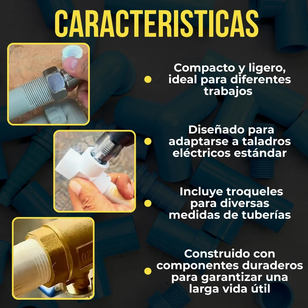 KIT DE ROSCADO PARA TUBOS PVC CON TALADRO