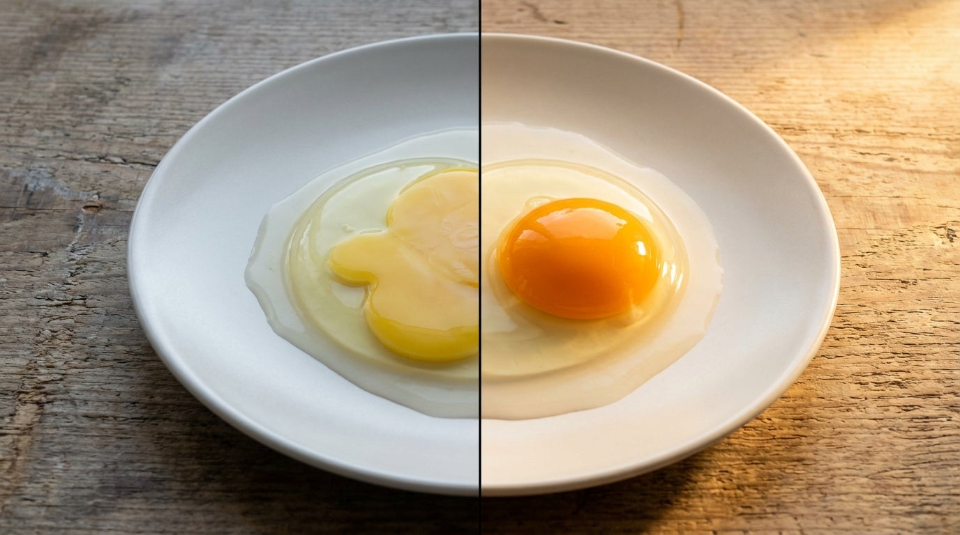 Pale yolks vs deep orange Buff Clucks yolks
