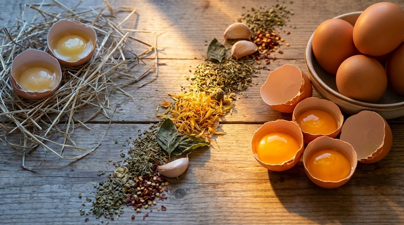 Healthy flock laying eggs