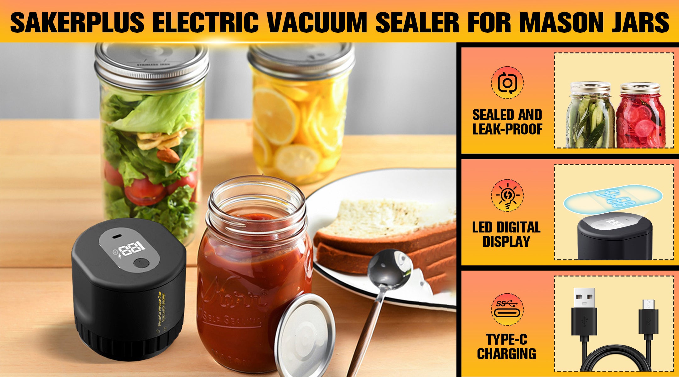 SAKER ELECTRIC VACUUM SEALER FOR MASON JARS
