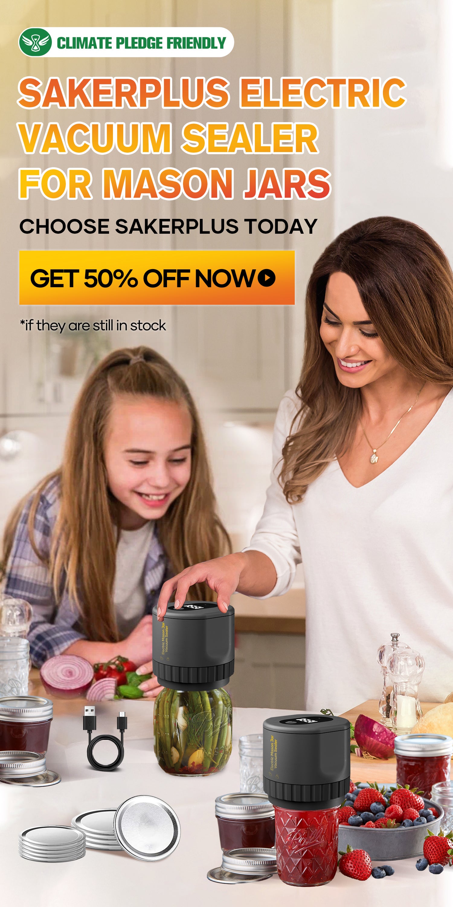 SAKER ELECTRIC VACUUM SEALER FOR MASON JARS