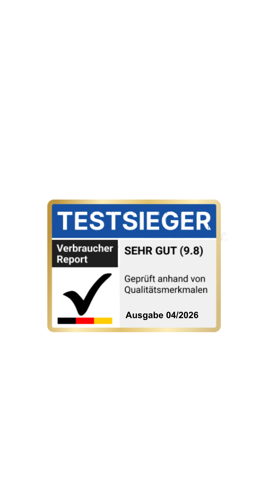 Testsieger Sehr Gut 9.6 Ausgabe 2026