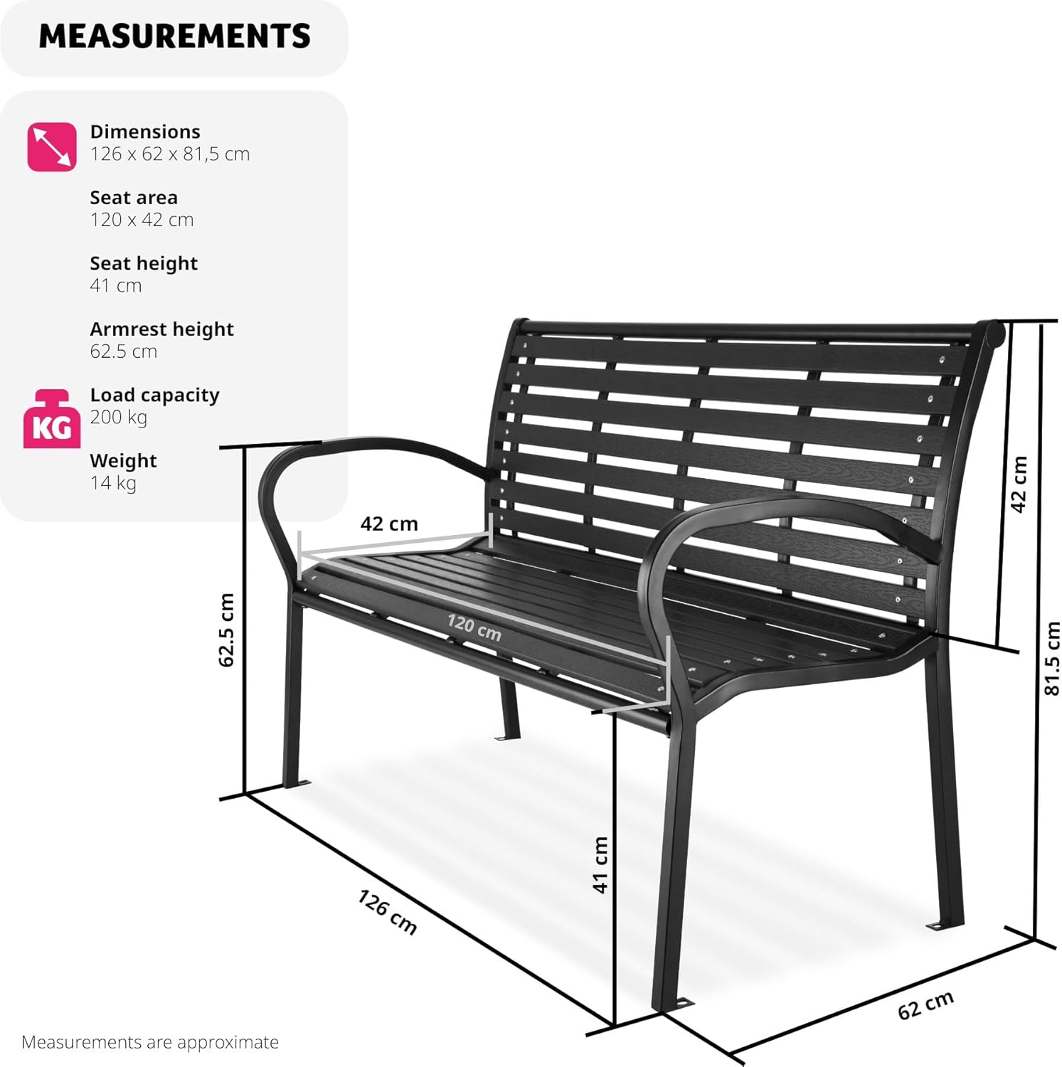 TecTake 3-Seater Garden Bench | Clearance Sale