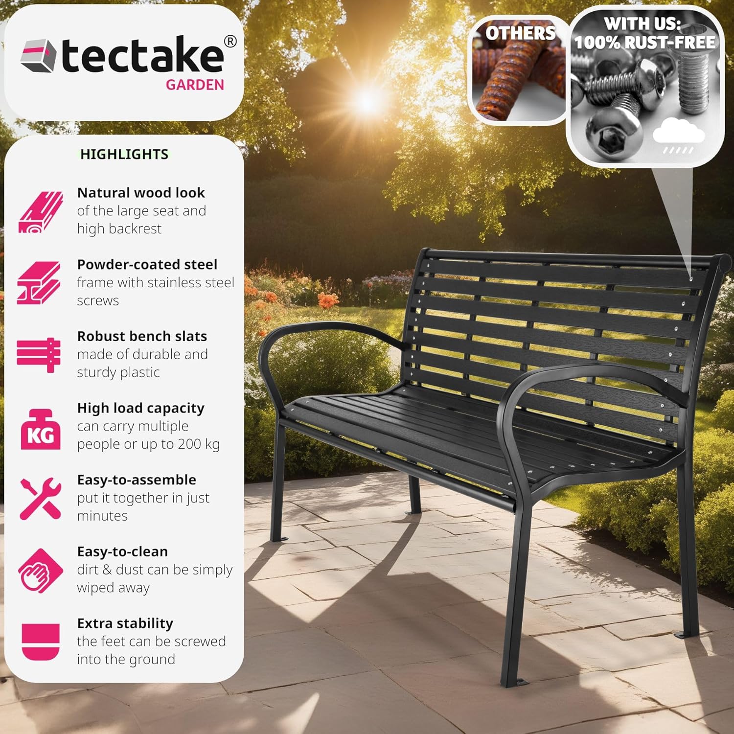 TecTake 3-Seater Garden Bench | Clearance Sale
