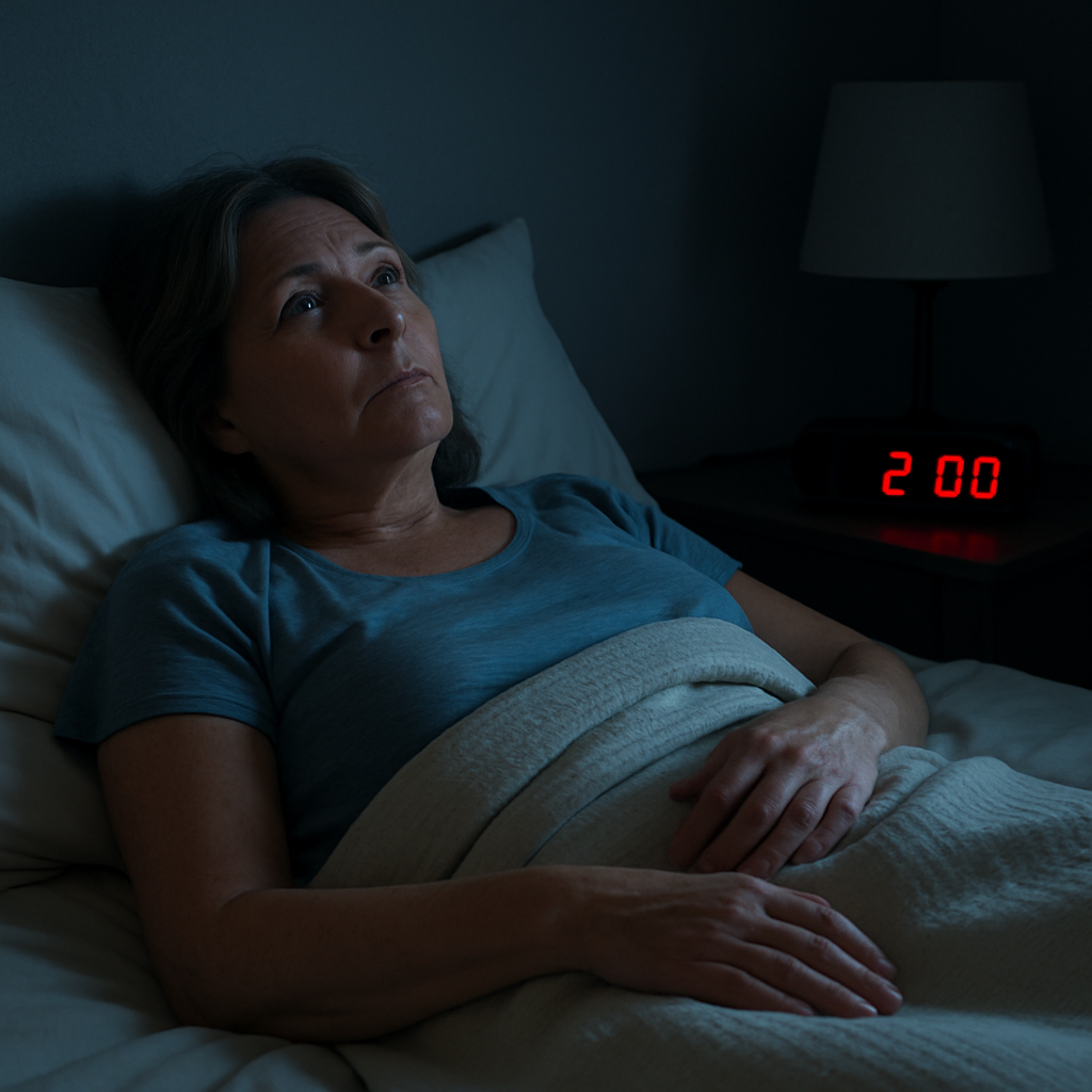 Person awake at night with neuropathy foot pain