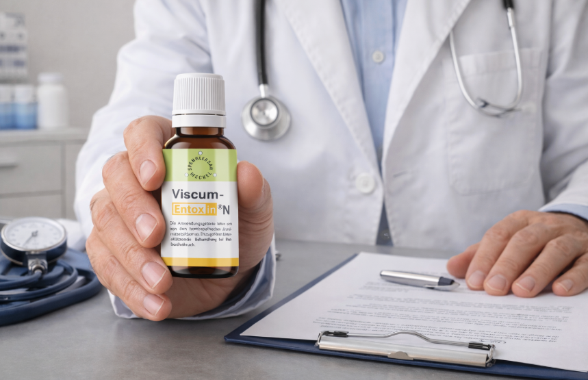 Produkt Viscum-Entoxin in Hand