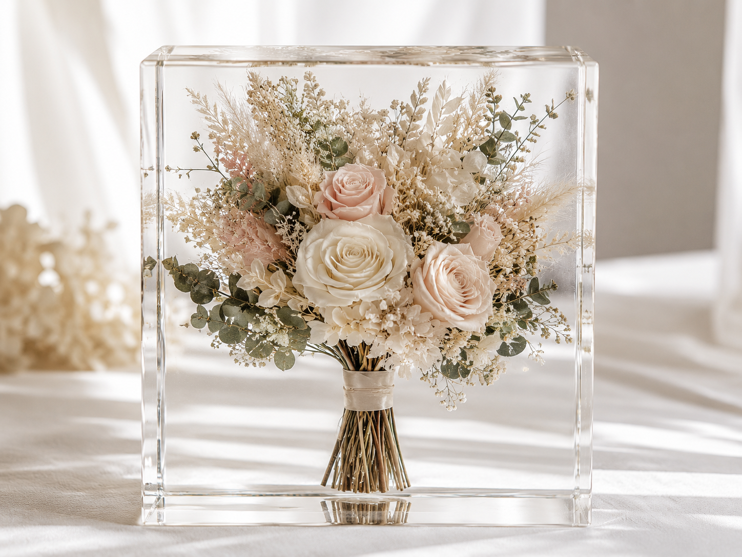 Framed memorial flowers preserved as a keepsake
