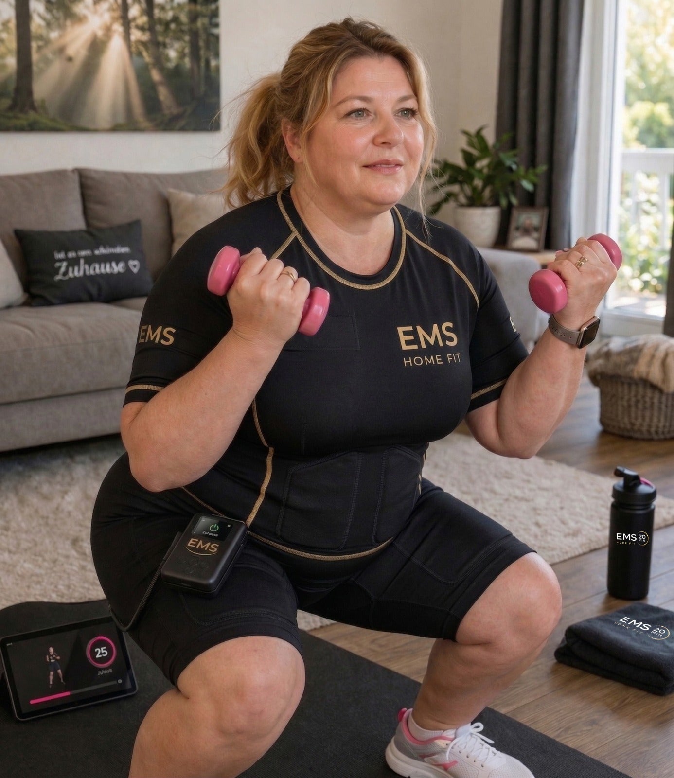 EMS Home Fit Training mit Hanteln zu Hause