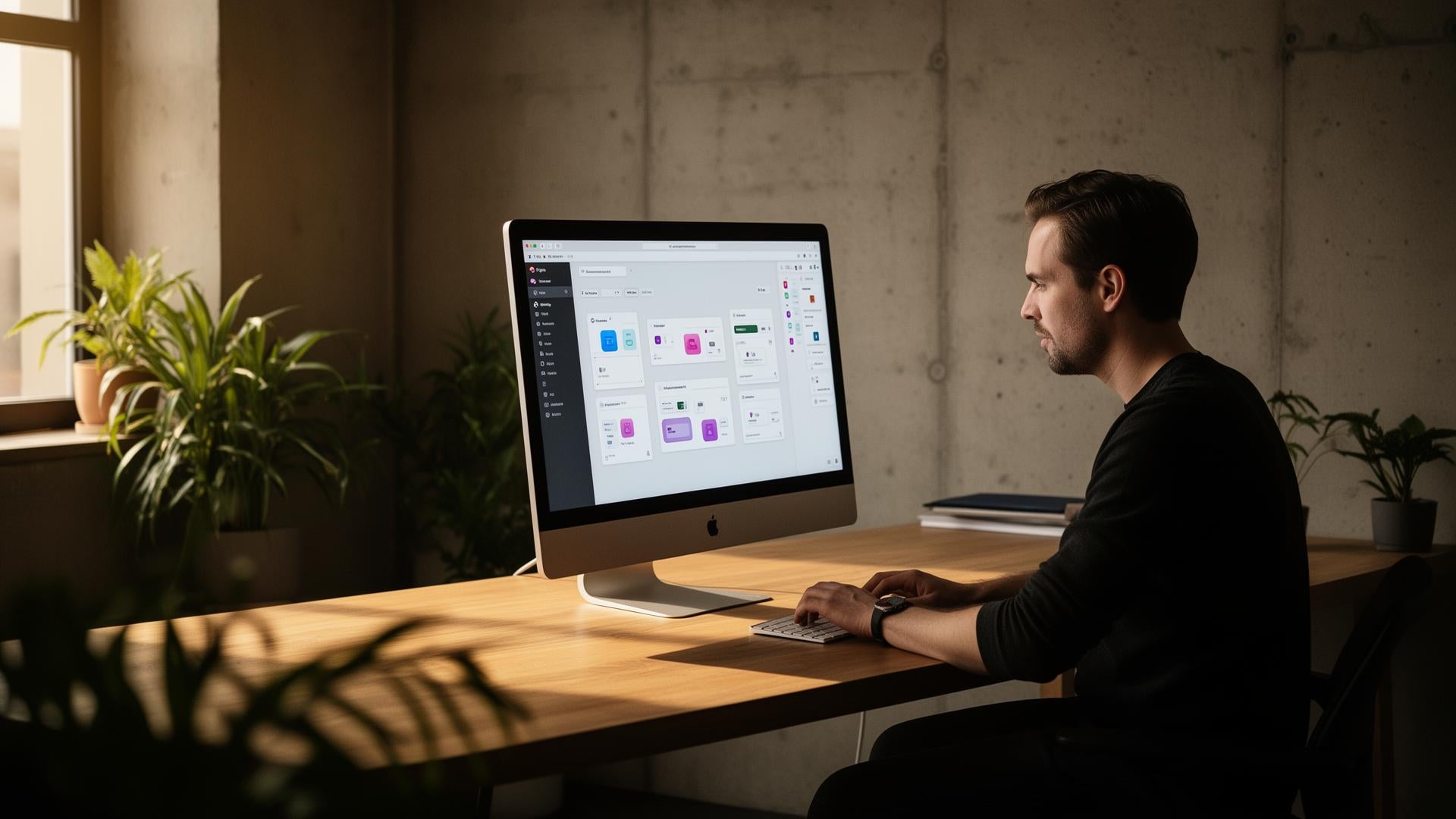 Designer im Studio bei der Arbeit am Layout