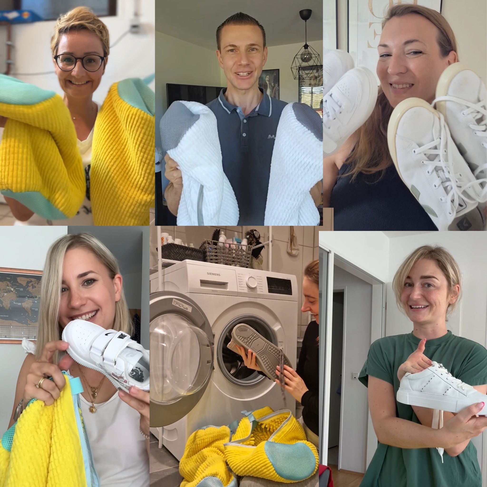 Customers using shoe cleaning products