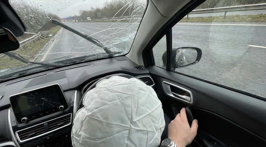 Trapped driver after accident