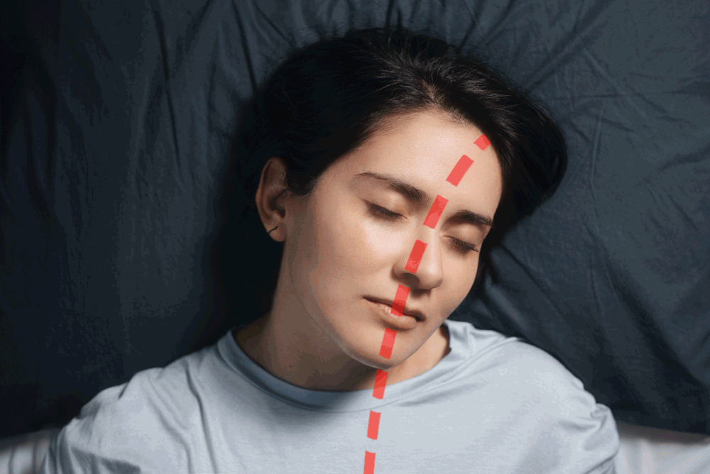 Correct vs incorrect neck alignment during sleep
