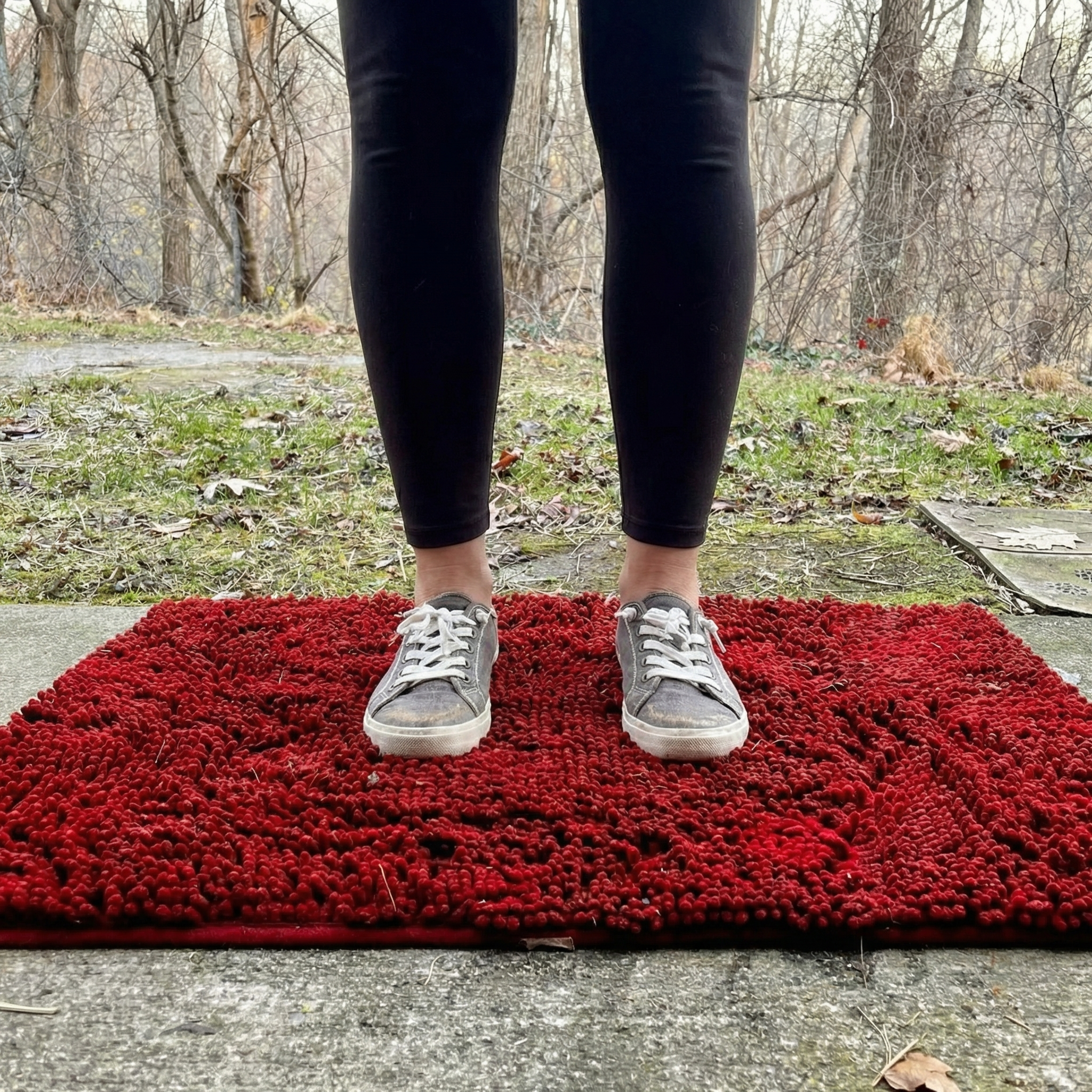 Person standing on Muddy Mat entryway