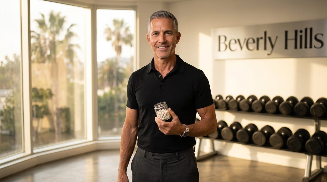 Marcus, Personal Trainer in Beverly Hills mit Aminosäuren-Konzentrat