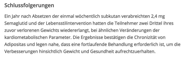 Schlussfolgerungen der STEP 1 Extension Studie