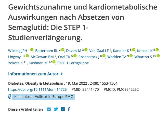 Studie Wilding et al. STEP 1 Extension, Diabetes Obesity & Metabolism 2022