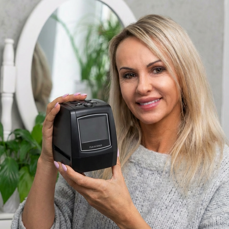 Customer holding the scanner