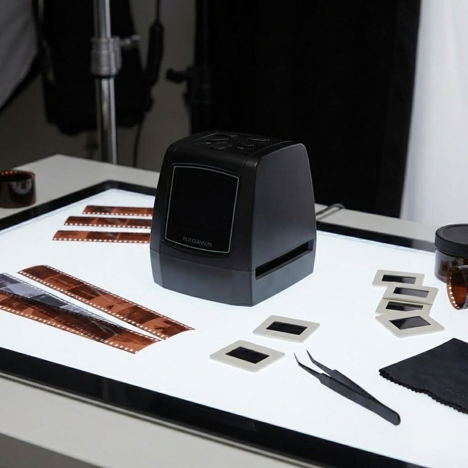 Film scanner with negatives and slides