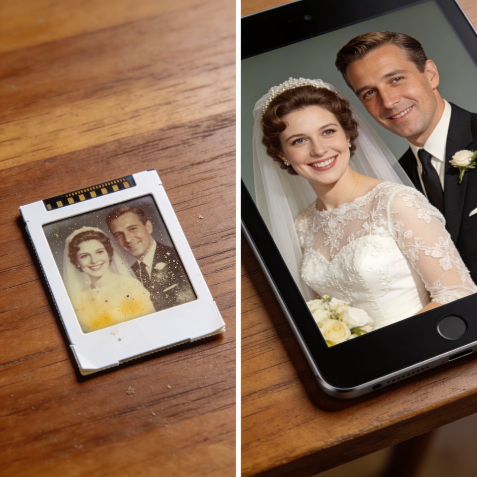 An old wedding slide displayed as a digital photo