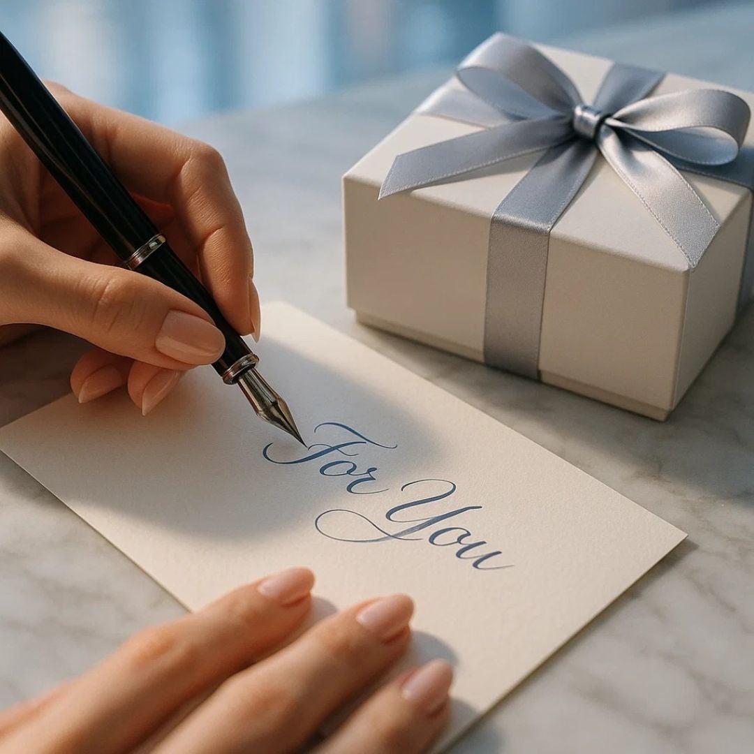 Hand presenting an elegant message card