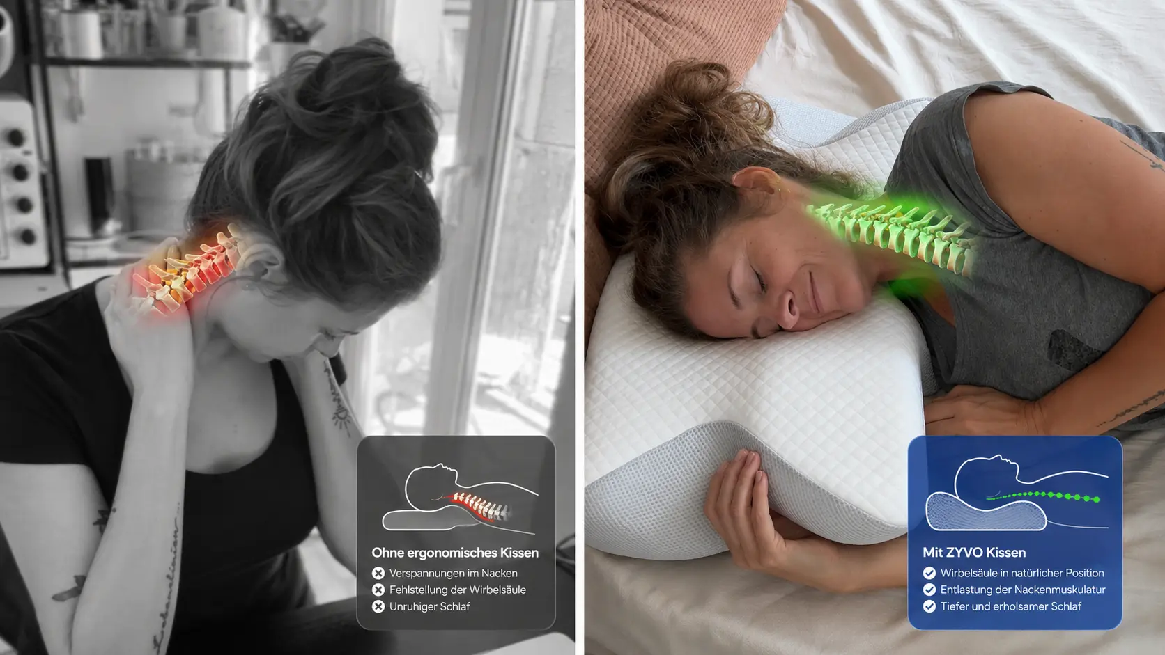 Die ergonomischen Zonen des ZYVO Rest Pillow