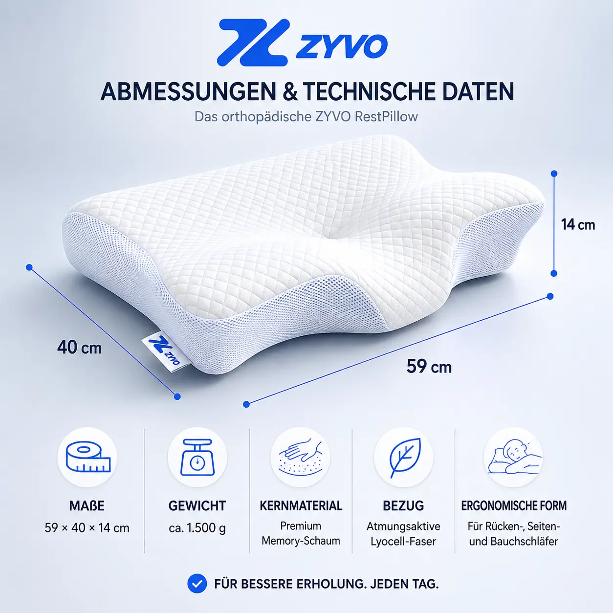 Punktelastischer Memory-Schaum des ZYVO Rest Pillow